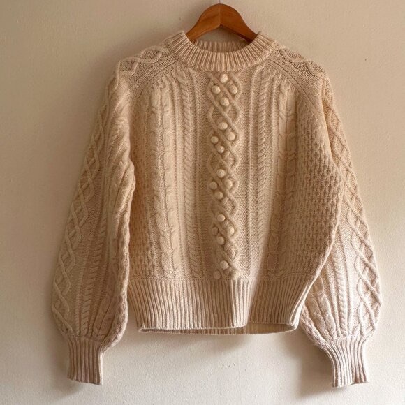 Demylee J.Crew balloon sleeve cable knit wool mohair mix sweater cult favorite S - Picture 16 of 16